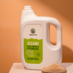 Amrutva Cold Pressed Sesame Oil - 100% pure and natural; extracted using traditional methods. Rich in nutrients and antioxidants; this organic cold pressed sesame oil is perfect for cooking and overall wellness.