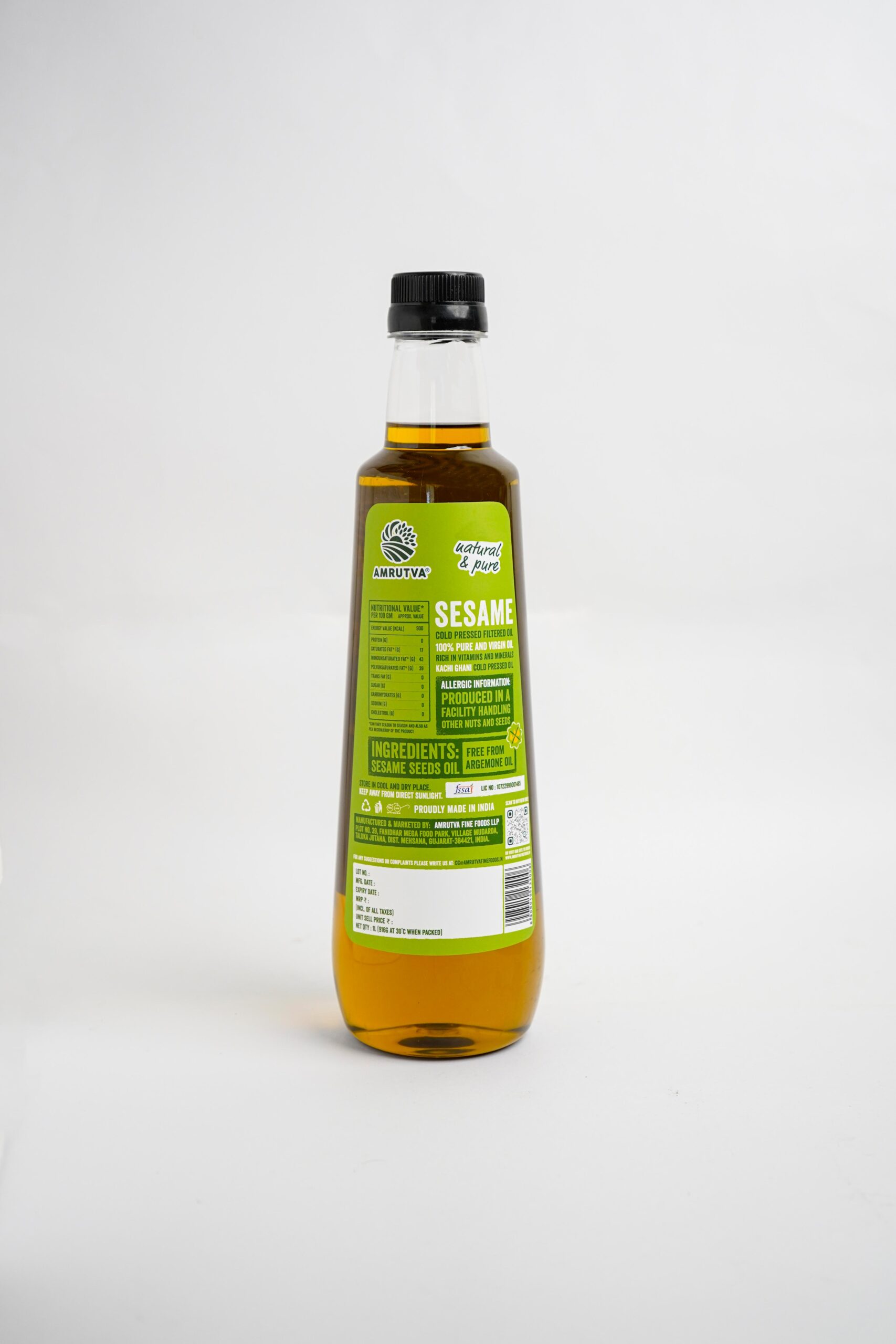 COLD PRESSED FILTERED SESAME OIL 1 L