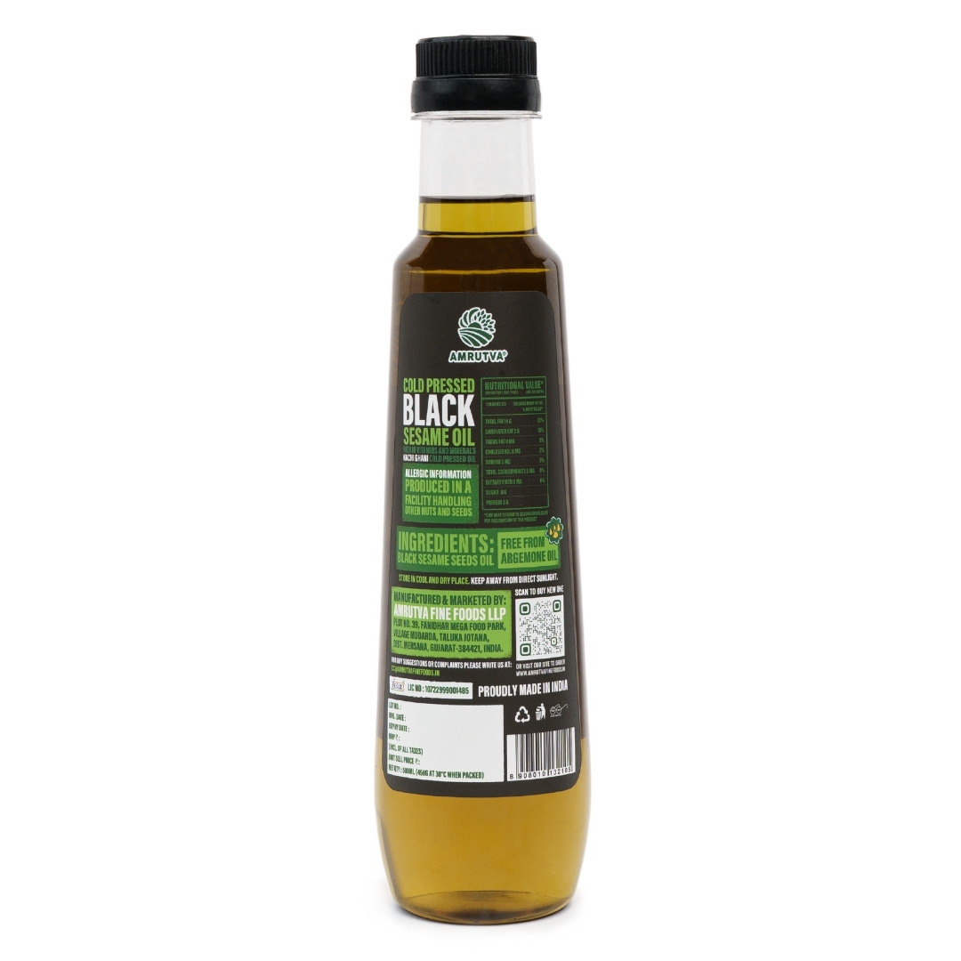 Amrutva Cold Pressed Black Sesame Seed Oil 500 ml back