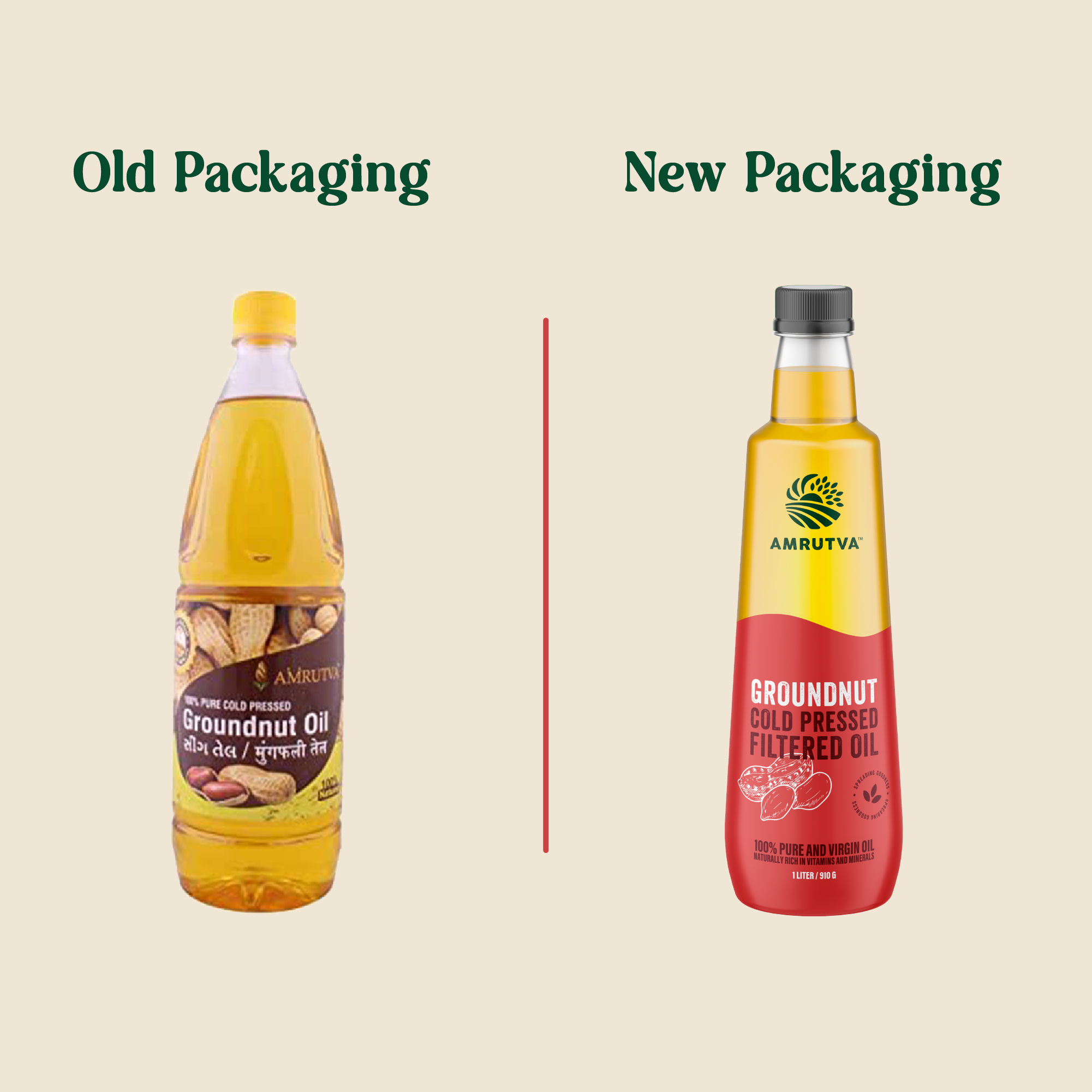 Amrutva Cold Pressed Groundnut Oil made with premium Indian peanuts using traditional wooden kolhus/chekku. This groundnut oil is 100% natural; pure; and perfect for cooking.