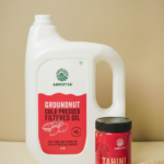 Amrutva Cold Pressed Groundnut Oil and Tahini Combo - 5 Litre Oil. Perfect for healthy cooking and adding flavor to your dishes.