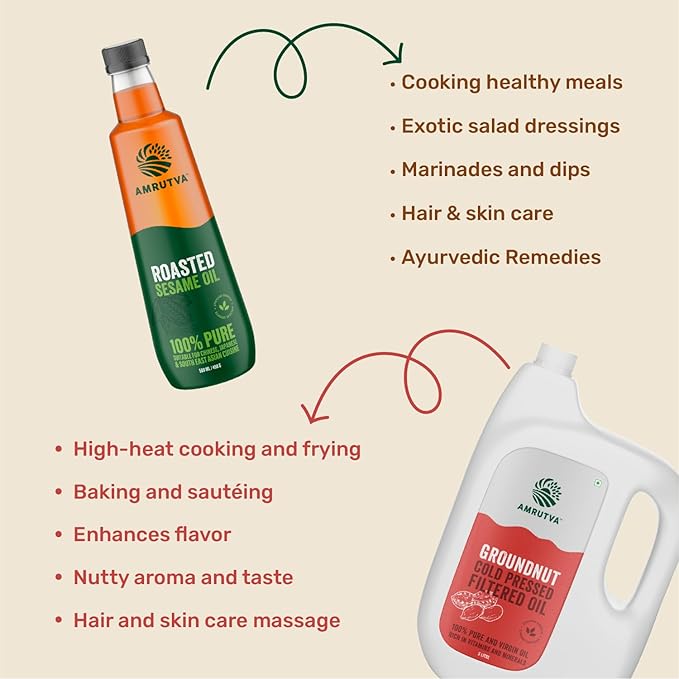 Amrutva Cold Pressed Groundnut and Roasted Sesame Oil Combo