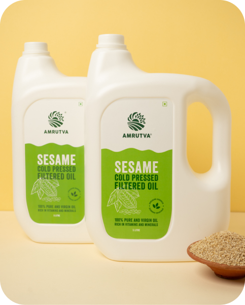 Amrutva Cold Pressed Sesame Oil Combo - Pure and natural oil extracted from the finest sesame seeds using traditional cold-pressing methods. Perfect for cooking and various health benefits.