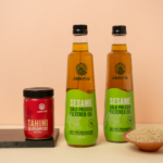 Amrutva Cold Pressed Sesame Oil and White Tahini Combo. Perfect for cooking; dips; and more.