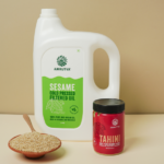 Amrutva cold pressed sesame oil and white tahini combo. Pure; healthy; and versatile for cooking and more. #coldpressedsesameoil #whitetahini