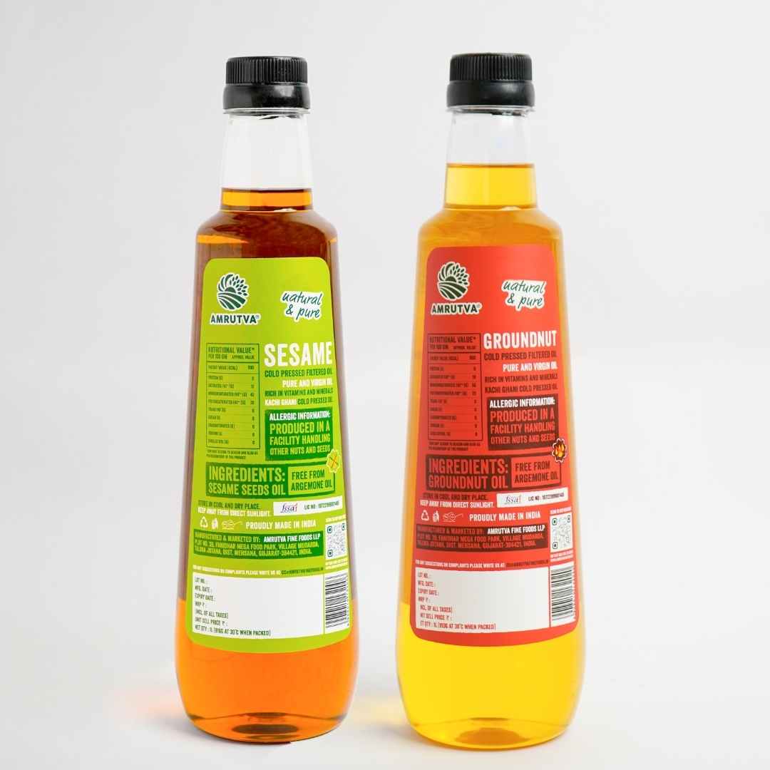 cold pressed filtered oils 1 l combo groundnut and sesame oil back