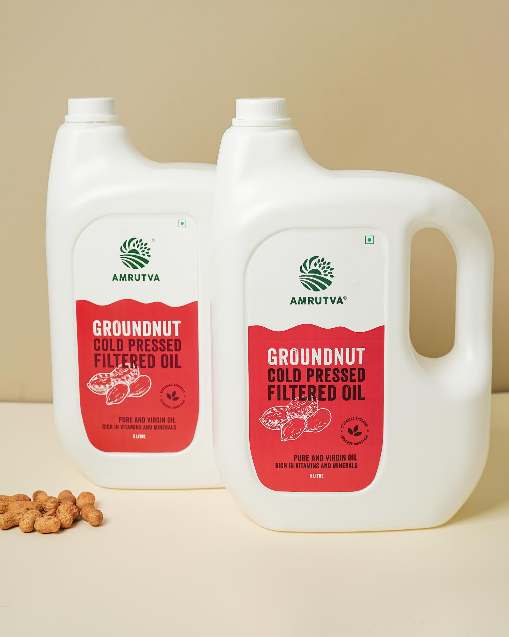 Amrutva Cold Pressed Groundnut Oil - Combo Pack. Pure and natural oil extracted from premium peanuts. Perfect for cooking and adds a nutty flavor to your dishes.