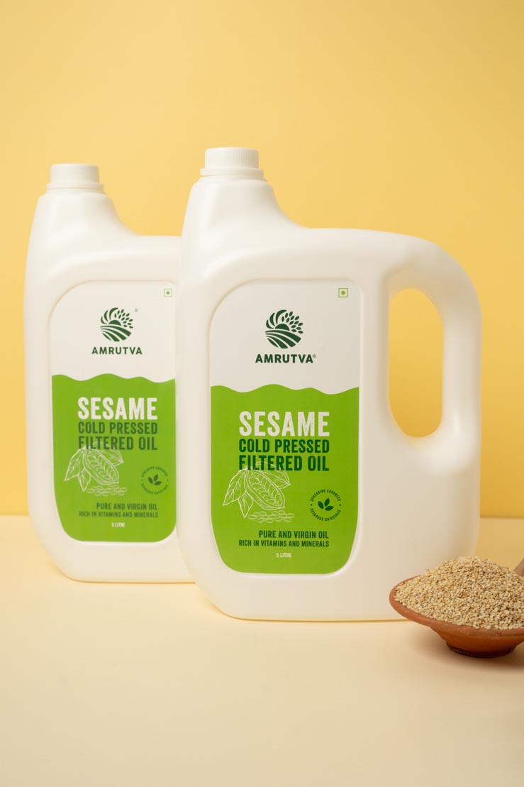 Amrutva Cold Pressed Sesame Oil Combo - Pure and natural oil extracted from the finest sesame seeds using traditional cold-pressing methods. Perfect for cooking and various health benefits.