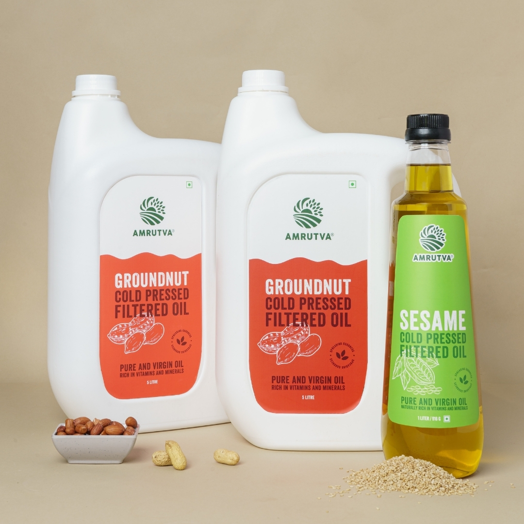 cold pressed sesame oil with cold pressed groundnut oil filtered combo