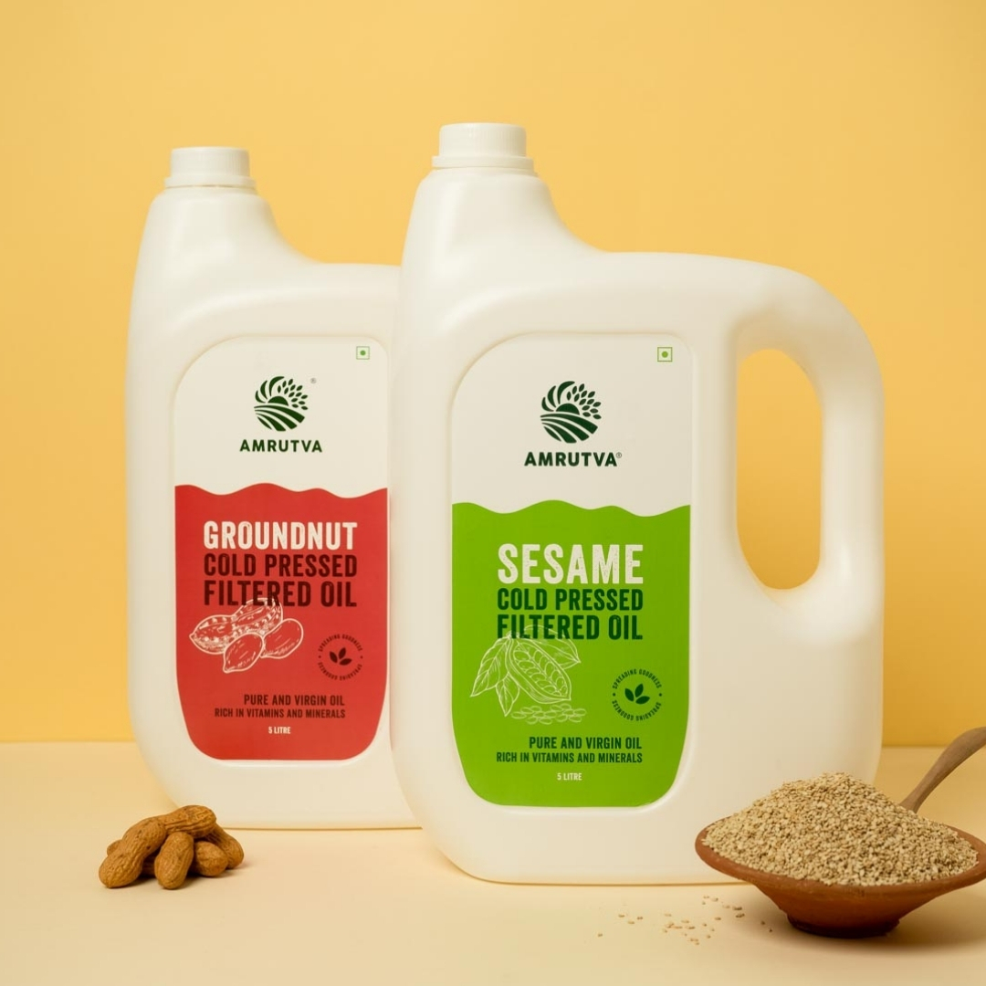 pack of 2 groundnut oil and sesame oil 5 l pack each showing with ingredients
